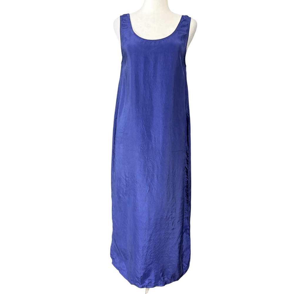 POU NOU Slip Dress Womens 4 Blue Scoop Neck Sleeveless Long Casual Summer